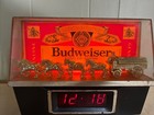 Vtg Budweiser Clydesdale Working Lighted Bar Beer Sign Clock Man Cave 004-130-79