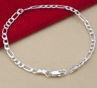 925 Sterling Silver 4mm Chain Necklace Bracelet Set For Men   Women Jewelry Gift