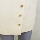Chanel 93p Ivory Wool Gold Cc Logo Button Slit Silk Pencil Skirt Fr42 Xl