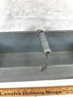 Antique Box Carry Tote W wood Turned Handle Old Blue Paint Primitive 15x5 5x5 5 
