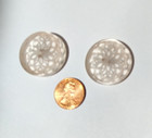 Vintage Clear Acrylic Button Set Of Two-3 16 In  Thick W floral Design Inscribed