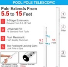 Professional 15foot Swimming Pool Pole Telescopic Aluminum Fits Pool Net Skimmer