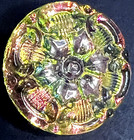 6 Vtg Czech Pressed Glass Buttons Iridescent Vitrail Flower Starburst Size 28mm