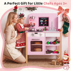 Yexmas Kids Play Kitchen wooden Pretend Kitchen Play Set For Toddlers pink