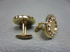 Vintage Super Bling Faux Stone Yellow Gold Plated Cuff Links