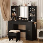 47  Large Led Make Up Vanity Desk With Lighted Mirror  Stool And Power Outlet