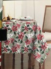 Ralph Lauren Bold Poinsettias 60 X 120  Red  Green  Gray  White Tablecloth  Nwt