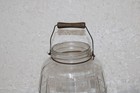 Vintage Large Glass Pickle Barrel Jar Wood Handle Primitive Kitchen Canister 13 