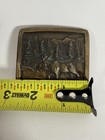 Vintage 1976 Indiana Metal Craft Brass Belt Buckle Moose Forest Scene D97