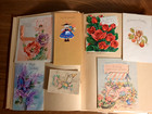 Vintage 40s  Scrapbook Mixed Lot Greeting Cards Album Holiday Get Well 
