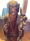 Vintage Carved Wooden Oriental Man Figure Figurine Asian Japanese Chinese Decor