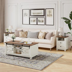 Farmhouse Table Set Of 3  Coffee Table With Sliding Barn Doors  End Tables Set O