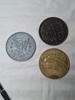 3 Different Vintage 3  Jumbo Metal  Novelty Coins 1c- 1- 20