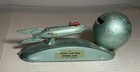Vintage Strato 1950 s Rocket Metal Mechanical Coin Bank  Cast Iron  Works 