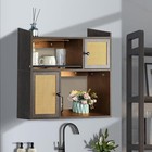 Wall Mounted Bathroom Cabinet With Led Light 2-door Floating Storage Shelf