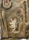 Makara Toned Leather Embroidered Lederhosen W suspenders - Us 36 - Oktoberfest