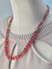 Antique Czech Red Clear Orange Givre Glass Crystal Bead Graduated 20  Necklace