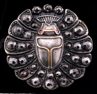 X-large 19th C  Brass Scarab Beetle Insect Button W Cut Steels   Glass Eyes Nice