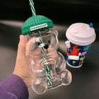         2026 Starbucks Barista Bear Glass Jar Cold Cup With Straw Christmas Gift Hot