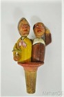 Vintage Carved Wood Mechanical Bottle Stopper German 