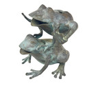 Metal Patinated Frogs Playing Leapfrog Made In Korea Sculpture Flower Frog Decor
