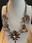 Ann Taylor Rhinestone Flower Bib Statement Necklace