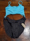 Vintage 80s Ocean Pacific Op Swimsuit Size 10 Nwt Usa Cutout Ruffle High Leg