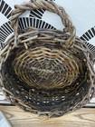 Vtg Wicker Wall Basket Hanging Round Pocket Planter Rustic Decor Garden