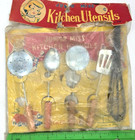Vintage Junior Miss Kitchen Utensils 5pk  Metal And Wood  Whisk  1960s Nos Japan