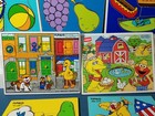 Vintage Playskool Kid s Puzzles Wood   Board Sesame Street   Fruit   Shapes