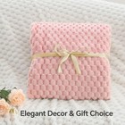 Soft Pink 3d Jacquard Fleece Throw Blanket Cozy Plush For Women Bed  couch  50x60