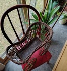 Antique Wicker Woven Doll Buggy Carriage  Collectible Photo Prop  Baby Shower