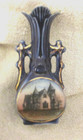 Vintage Souvenir China Cobalt Vase-methodist Church Apollo Pa - Free Postage