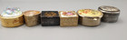 6 Antique Pill Boxes With Stones   Porcelain Made Of Brass  Silver    