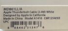 Apple Thunderbolt Cable 2m Md861ll a- A1410 - High-speed Data   Charging