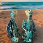 2pcs Sea Turtle Meditating Yoga Statues Home Decor resin Zen Spiritual Figurine 