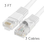 3x 3ft Cat5e Cable Ethernet Lan Network Cat5 Rj45 Patch Cord Internet White New