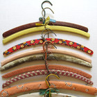 Vtg Lot 27 Cloth Covered Wood Hangers Crochet Oil Cloth Satin Padded