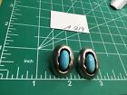 Navajo 925 Sterling Silver Concho Pattern Turquoise Shadowbox Earrings Stud