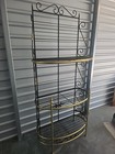 Vintage French Bakers Rack 3 Tier Scrolling Wrought Iron And Brass Etagere