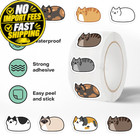 500pcs Cute Cat Stickers Roll 10 Styles Kawaii Cats Multicolor