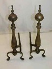 Antique 19th Century Regency Style Brass Andirons - Elegant Fireplace Decor