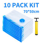 10 X Jumbo Vacuum Storage Bags Travel Space Saver Garment Seal Clothes Hand Pump