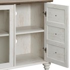 Sideboard Buffet Storage Cabinet Glass Door Coffee Bar Table Rustic White