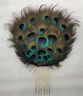Peacock Feather Comb Clip Turquoise Blue Photo Prop  headdress Decoration