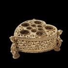Vtg Filigree Stylebuilt Gold Heart Shape Footed Cherubs Lipstick Holder 10 Slots