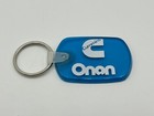 Vtg Cummins Onan Logo Keychain Clear Blue Rubber Tag Generator New Advert Promo