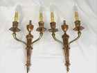 Rewired Pair Antique Vtg Wall Sconces Arts Crafts Deco Neoclassical Torch Copper