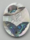 Vintage Mother-of-pearl Abalone Shell Mosaic Cameo Brooch Lady In A Sun Hat