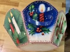 Vintage 8 Panel Christmas Card Bowl Holder Hand Made Stitched 9   